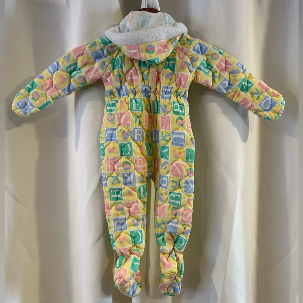 Baby Bunting One Size Unisex Yellow Alphabet Hooded‎ Meltzer Inc Vintage